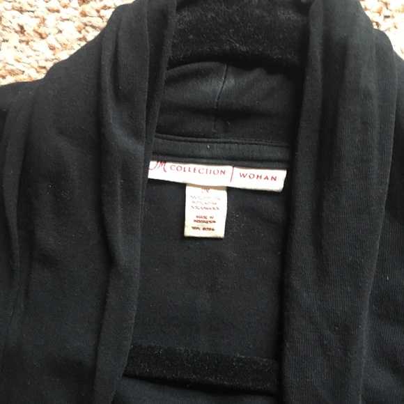 JM Collection ruched black open cardigan. - Picture 6 of 8